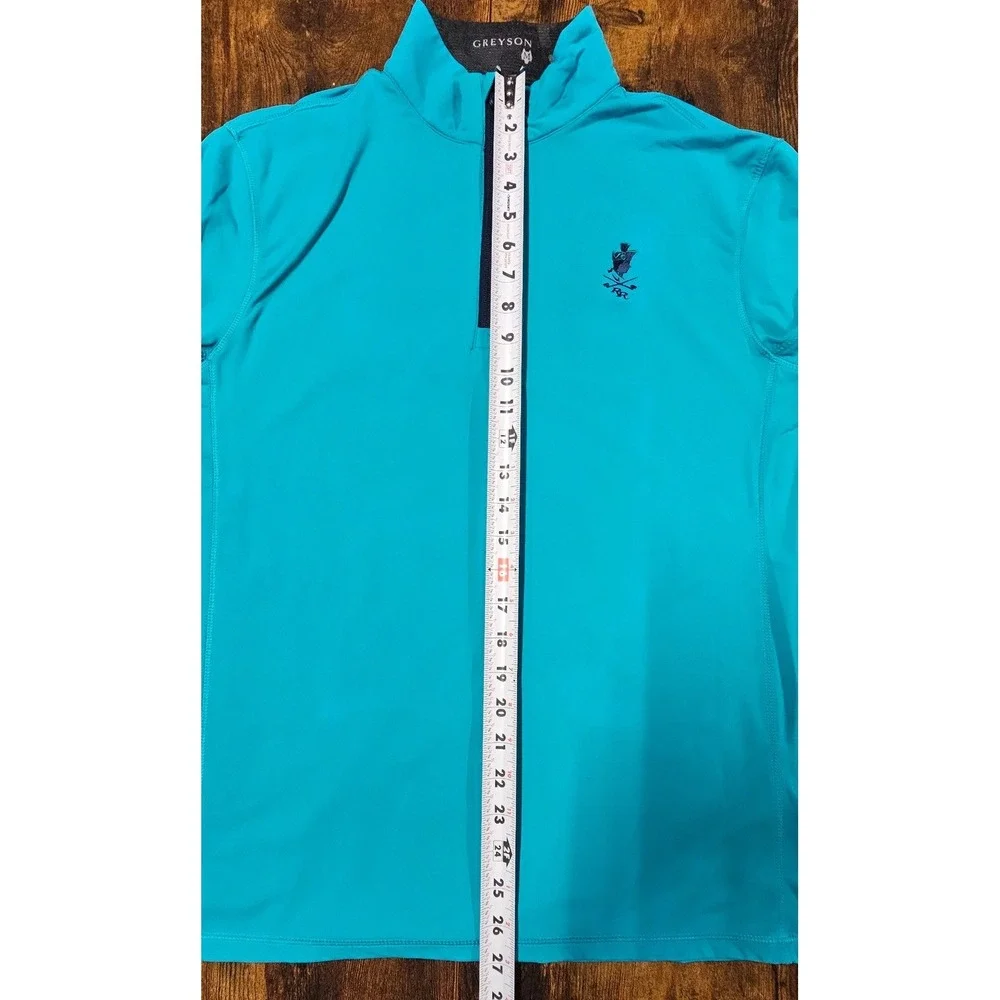 Greyson Men Turquoise Blue Quarter Zip Golf Pullover RR Wolf Logo Size M